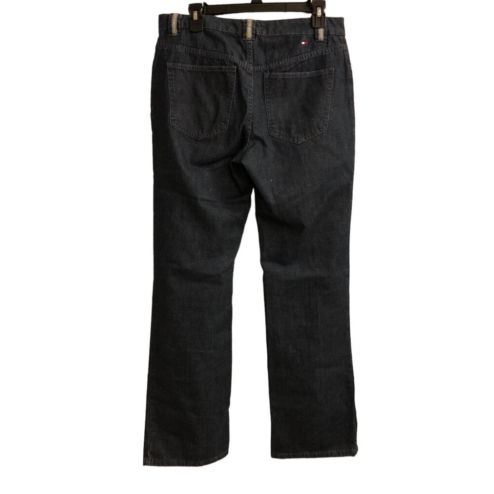 VTG Tommy Hilfiger‎ Womens Y2K Dark Wash Wide Leg Jeans Paisley Detailing Size 8 - Picture 2 of 8